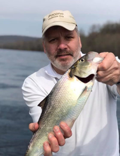 Pocono Ourdoors Guy George Schauer with a nice Delaware River American Shad